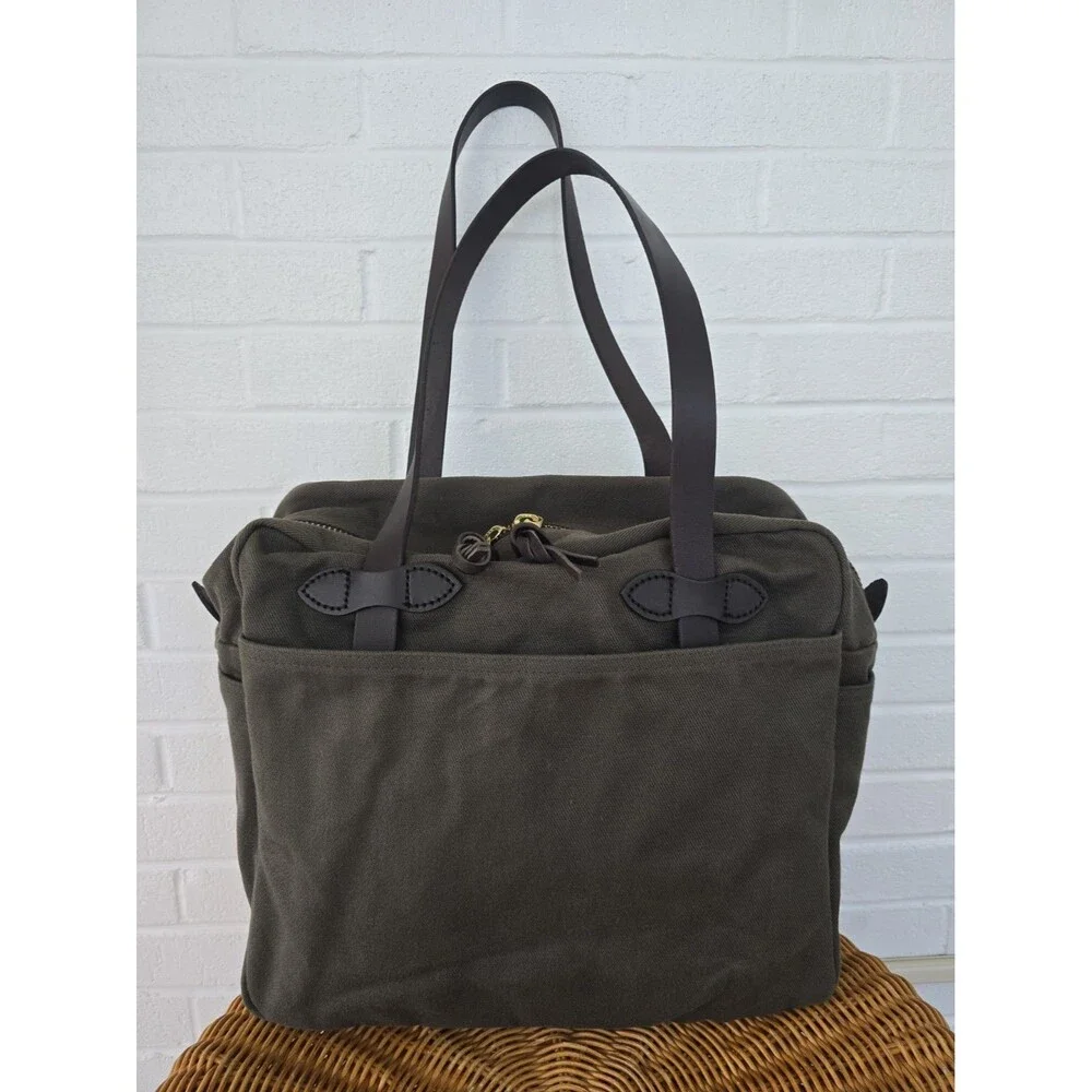 NWT FILSON RUGGED TWILL TOTE BAG WITH ZIPPER MADE IN USA OTTER GREEN